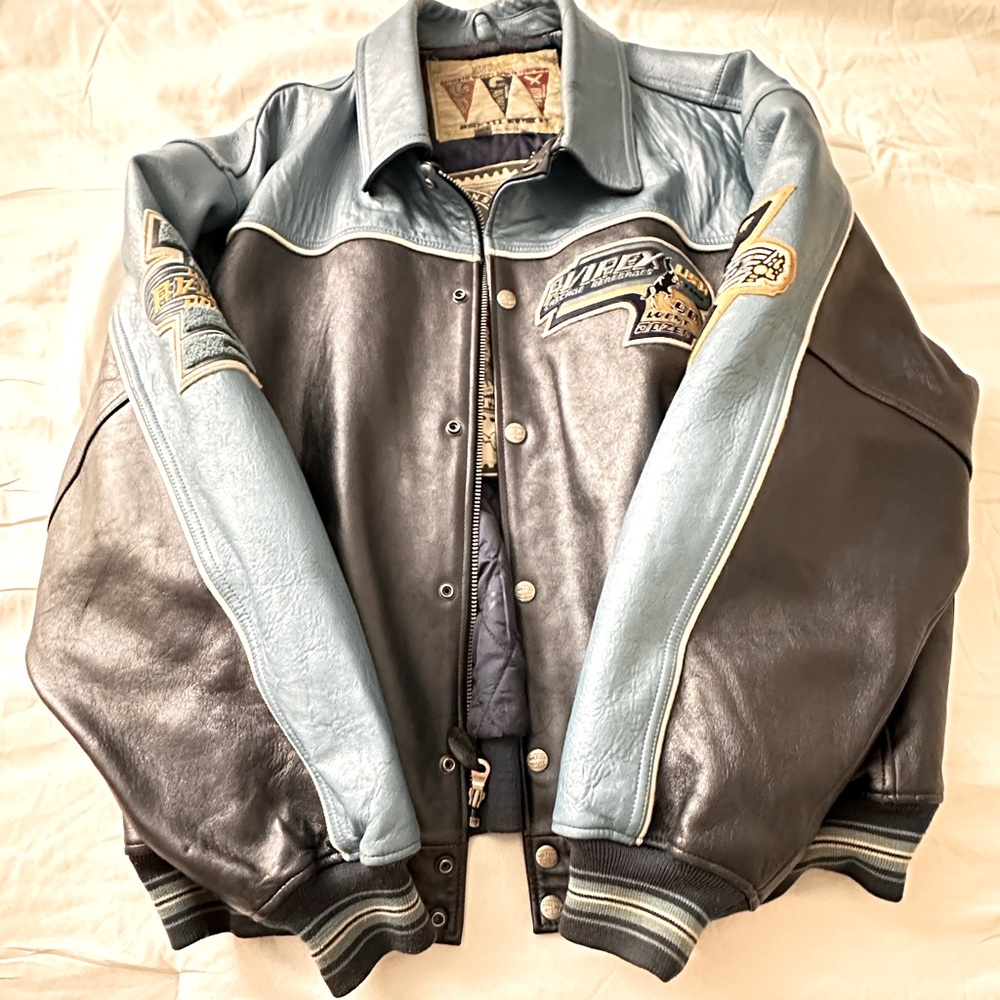 Two-Tone Leather Varsity Jacket - Picture 3 of 5
